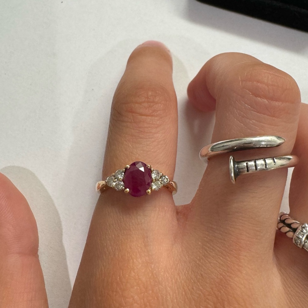 Macy’s 14K Gold Ruby and Diamond Ring
